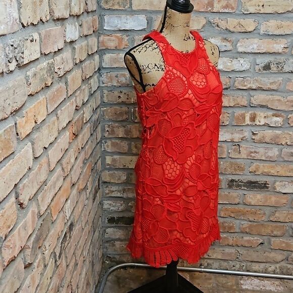 Lovers & Friends Caspian Red Lace sheath dress size Small - Picture 4 of 13